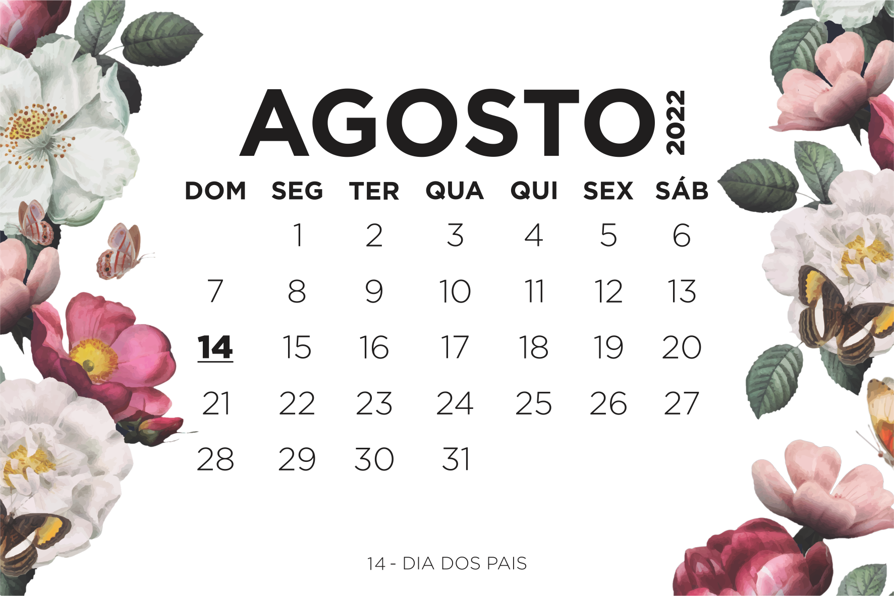 Calendario-2022-Floral-Ingles-agosto_ - We Art