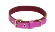 Coleira Pet Couro Rosa e Vermelha