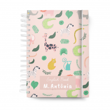 Caderno Infantil Personalizado Animais Rosa